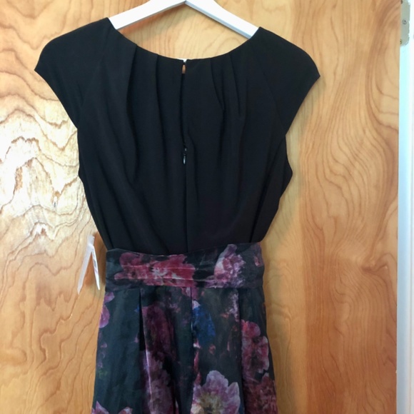 SLNY Dress Black Floral High Low - Picture 5 of 7